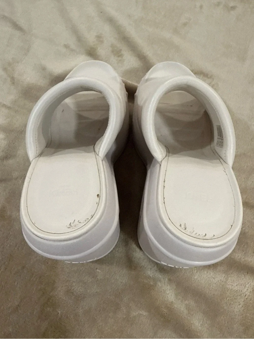 Fendi White Embossed Logo Platform Wedges